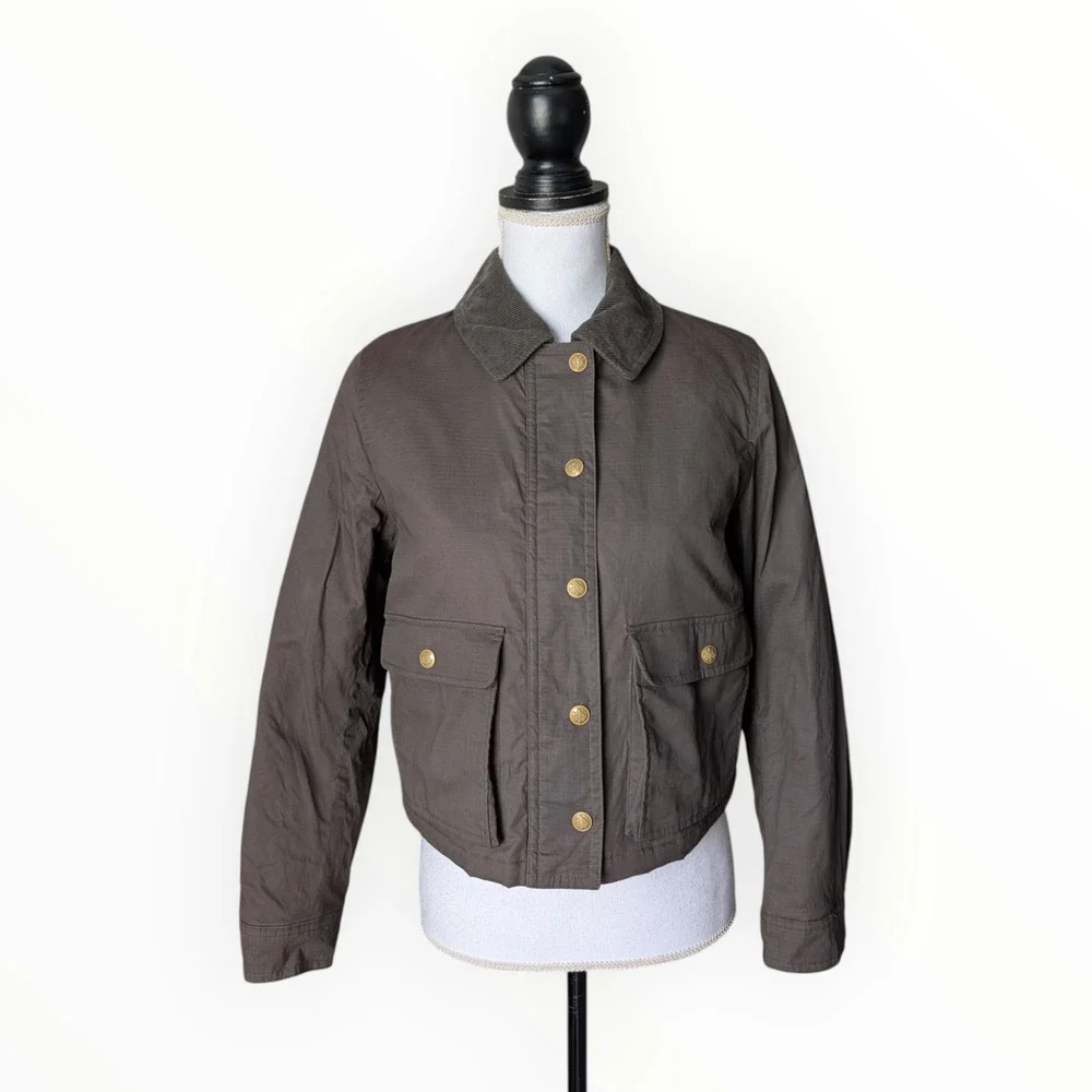 J Crew Cropped Barn Jacket in Ripstop Cotton New Size XXS Mossy‎ Brown CN056 Ora